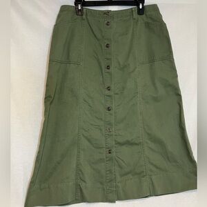 Lauren Ralph Lauren Full Button Maxi Skirt Army Green Size 14 Preppy casual